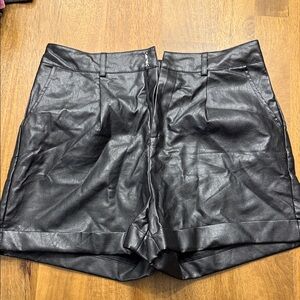 SHEIN Black High Waist Leather Shorts